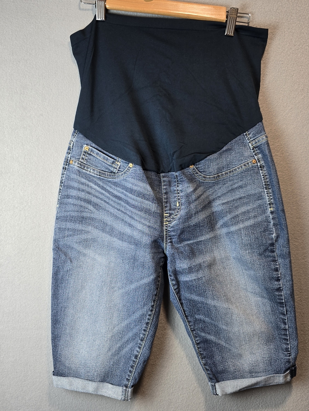 Levi Strauss Maternity Skinny Denim Shorts With Stretchy Panel Large